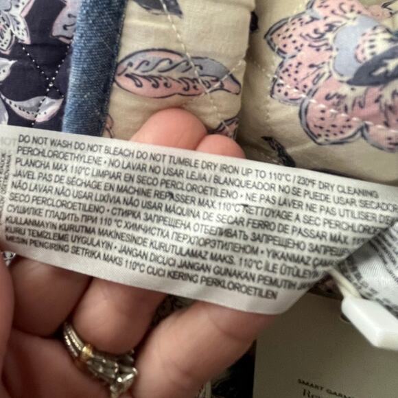 MNG Large Reversible Quilted Crop Jacket Blue Purple Cotton Boxy Oversz Crop NWT - Picture 14 of 14